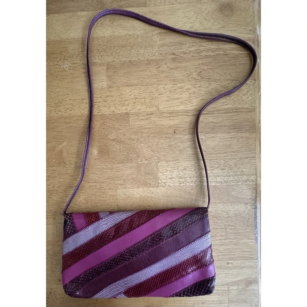 Vintage David Mehler for DAME Purple Pattern Real Snakeskin‎ Purse